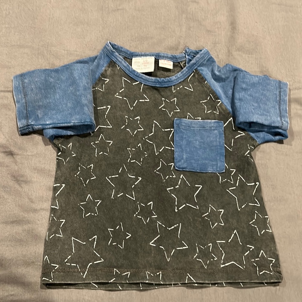 Zara Baby Blue/Black Shirt Size 6-9 Months Never Worn